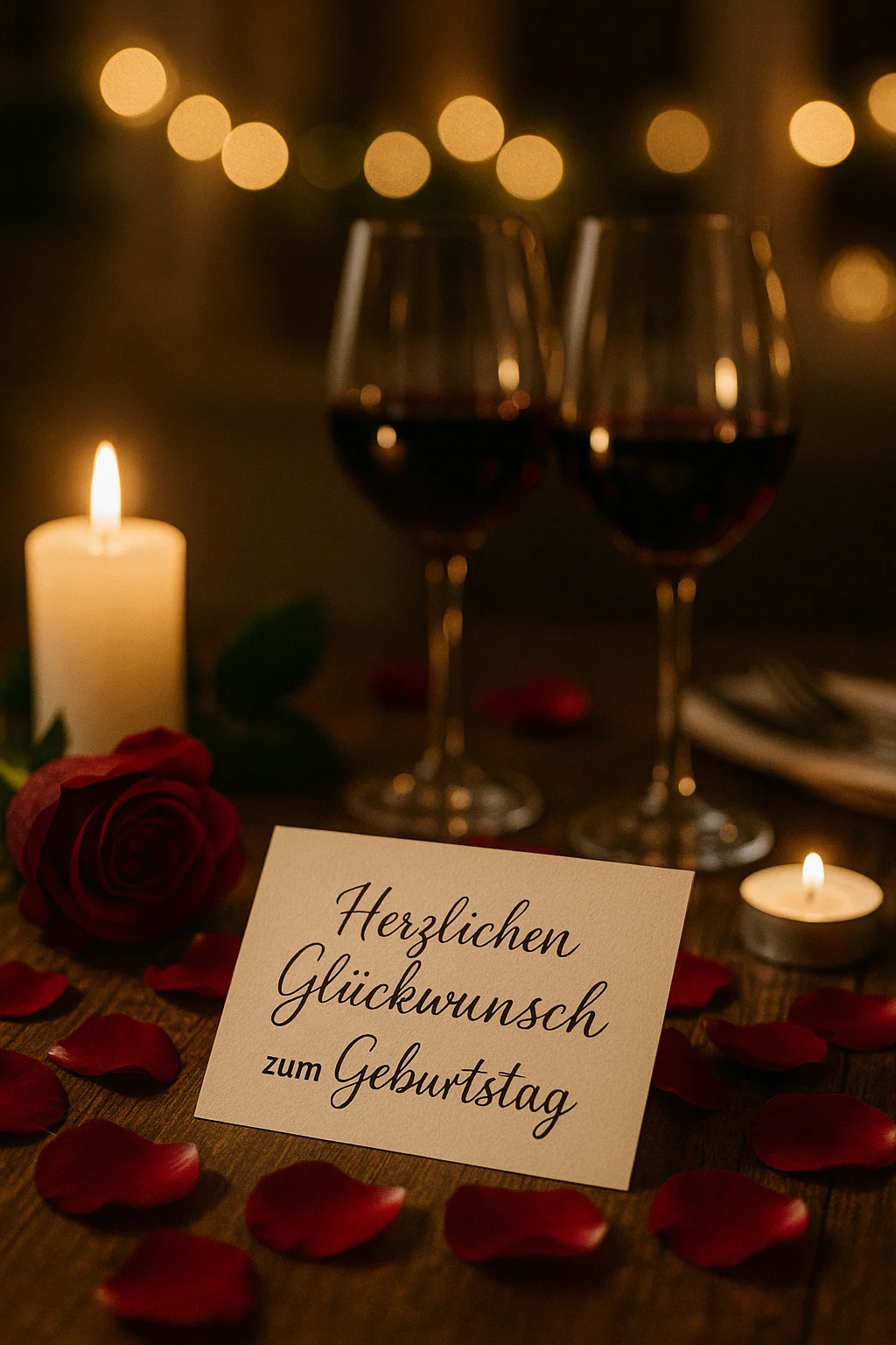 Romantischer Geburtstagsgruß Romantischer Geburtstagsgruß mit Kerzen
