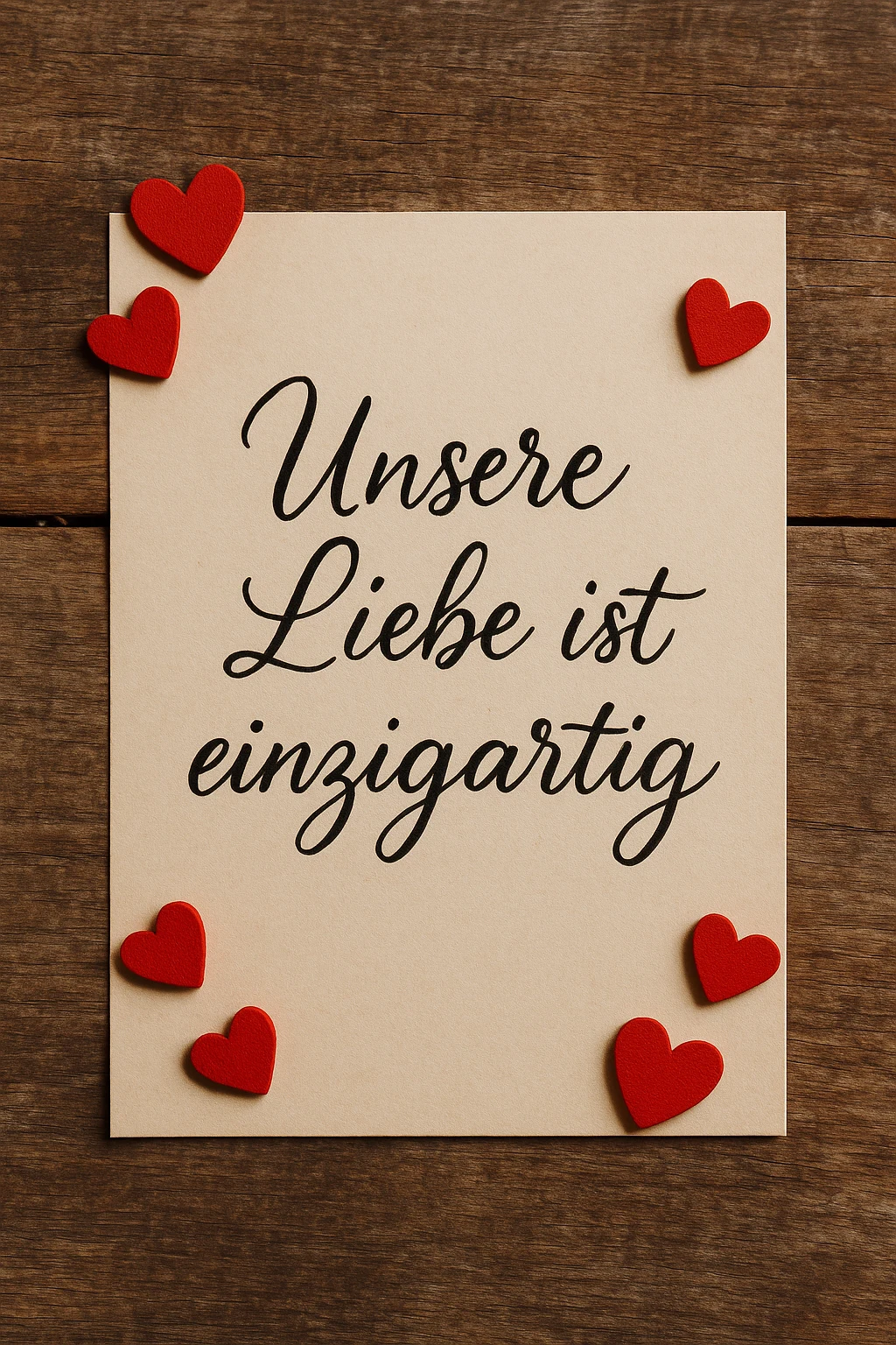 Liebevoller Brief mit Herzsymbol Liebesbrief auf Holz mit Herzen – liebesbilder Idee