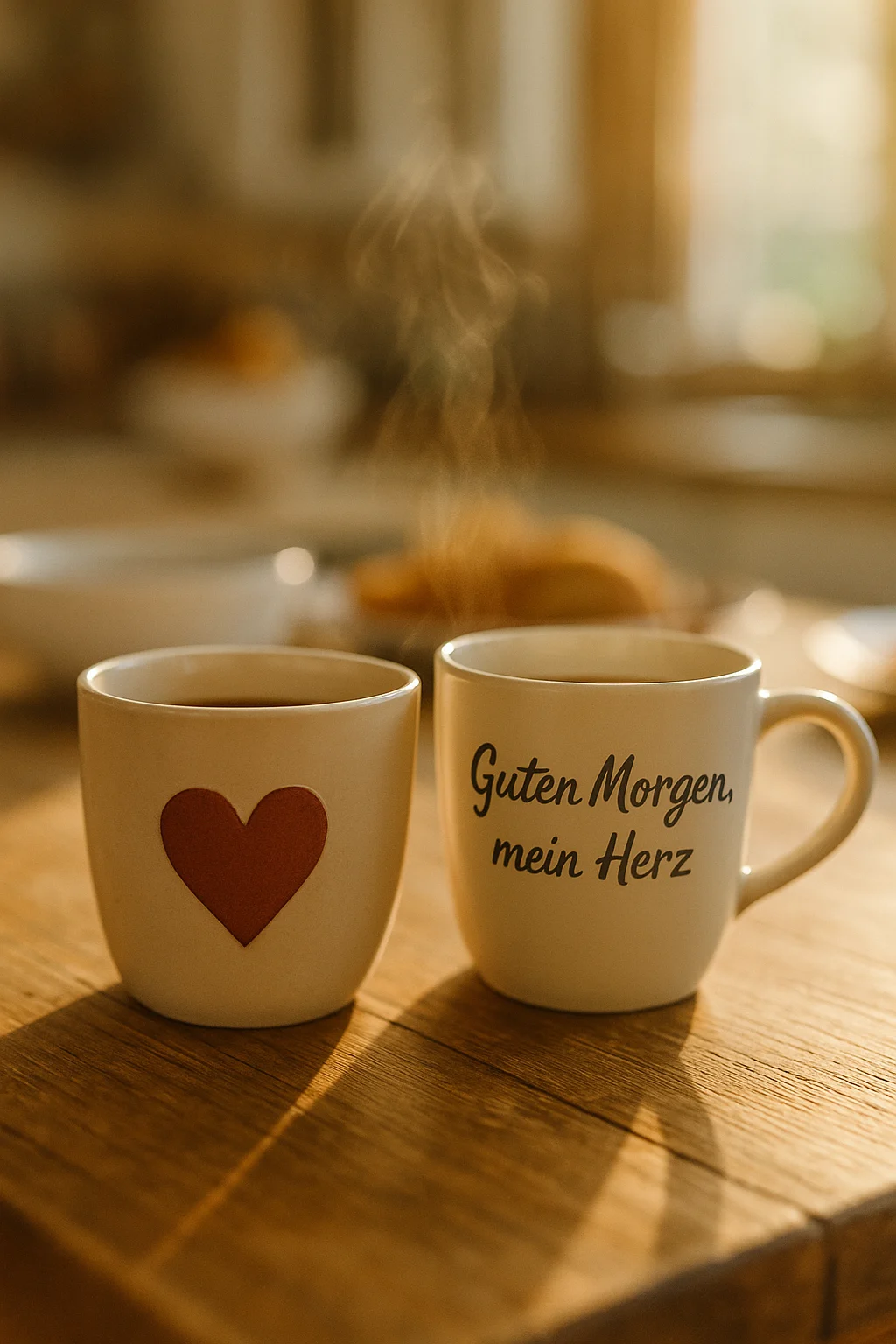 Liebevolle Kaffeetassen am Morgen Liebesbilder mit Kaffee und Herzsymbol