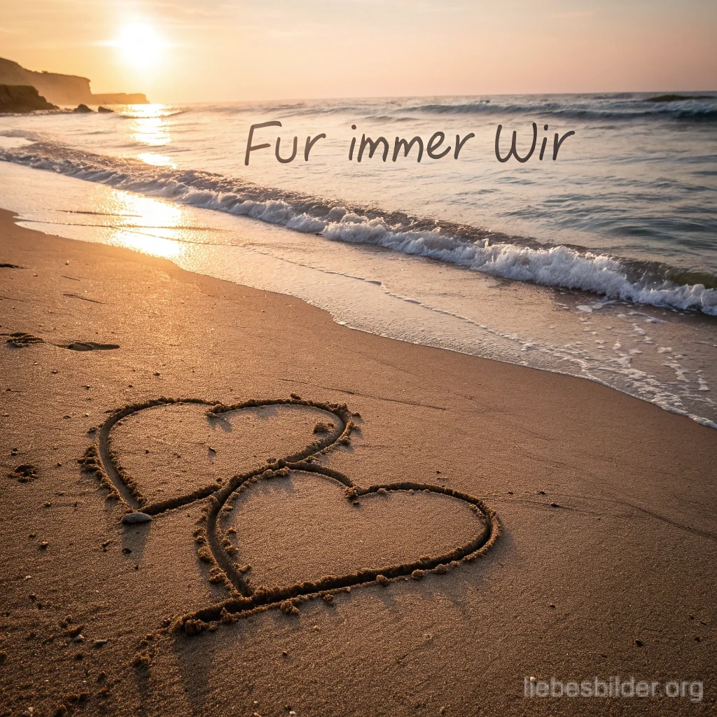 Zwei Herzen im Sand – WhatsApp Liebesbild