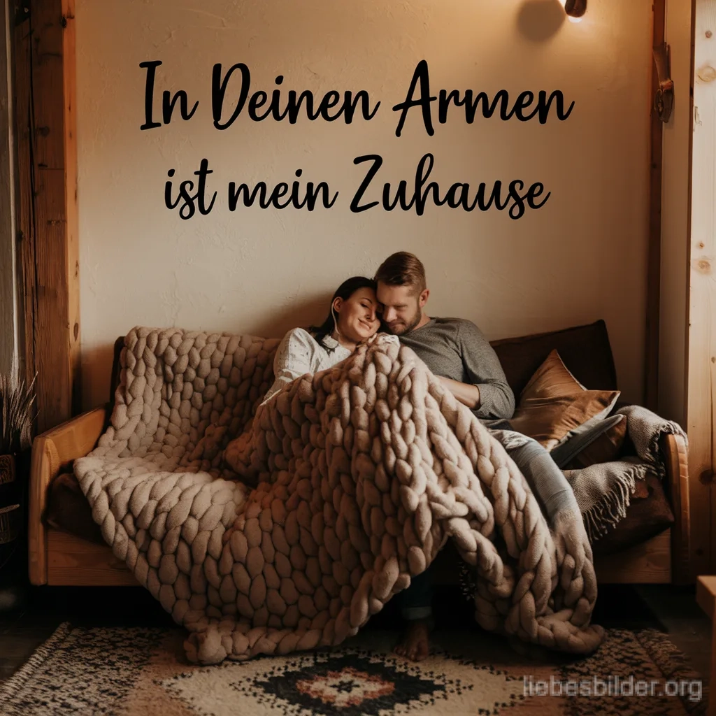 Kuschelndes Paar auf dem Sofa