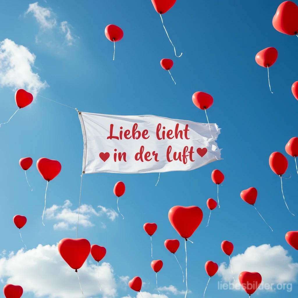 Herzballons im Himmel